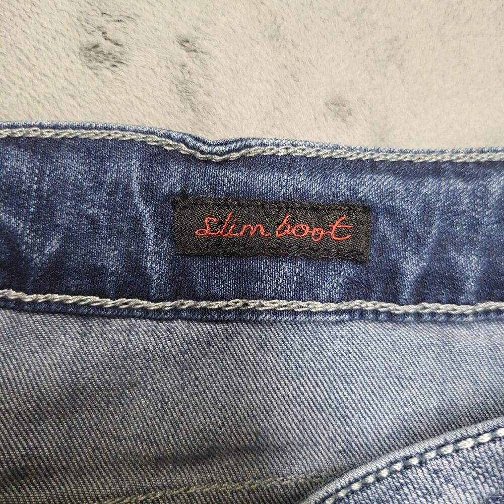 Earl Jean Jeans Womens 16 Blue Bootcut Slim Boot Mid Rise Light Wash - Picture 4 of 11